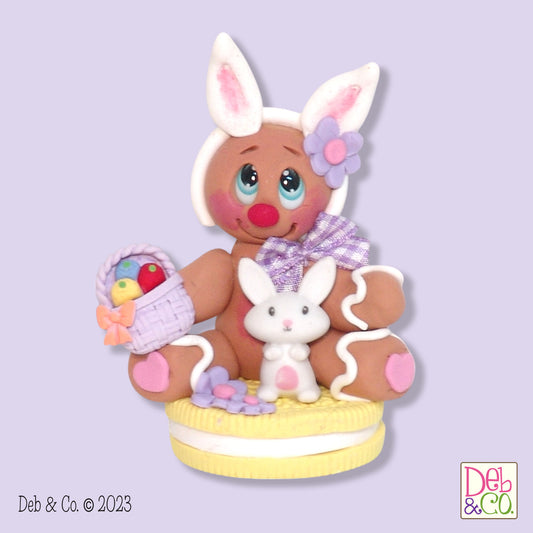 Easter Gingerbread Clay Figure On Yellow Cookie HANDMADE POLYMER CLAY Tiered Tray Decor