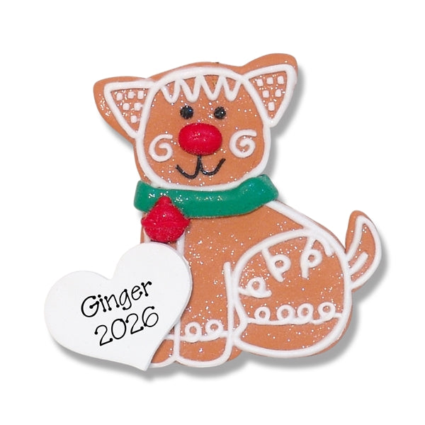 Gingerbread Kitty Cat Personalized Christmas Ornament