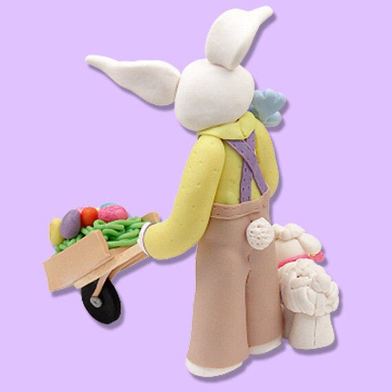 Personalized Belly Bunny Boy Figurine Ornament Handmade Polymer Clay