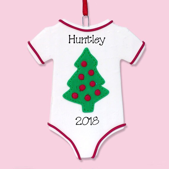 Baby's First Christmas Ornament, Onsie Baby ornament for BOY or GIRL, Personalized Ornaments, Handmade Polymer Clay, Baby Ornament