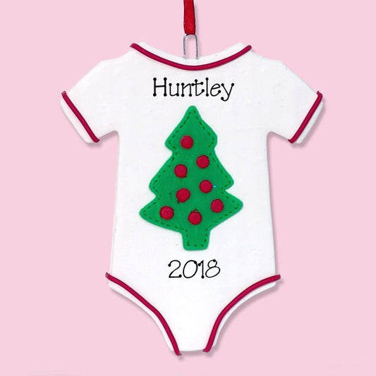 Baby's First Christmas Ornament, Onsie Baby ornament for BOY or GIRL, Personalized Ornaments, Handmade Polymer Clay, Baby Ornament