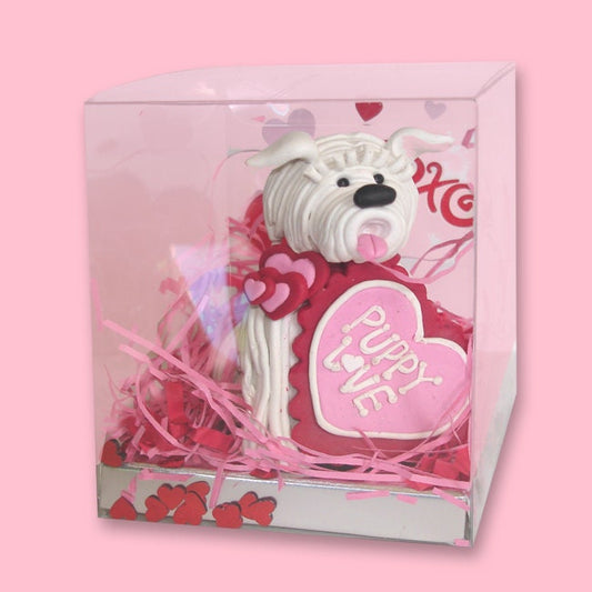 Valentine Puppy Love Dog Figurine / Ornament Handmade Polymer Clay in Specialty Box - #4