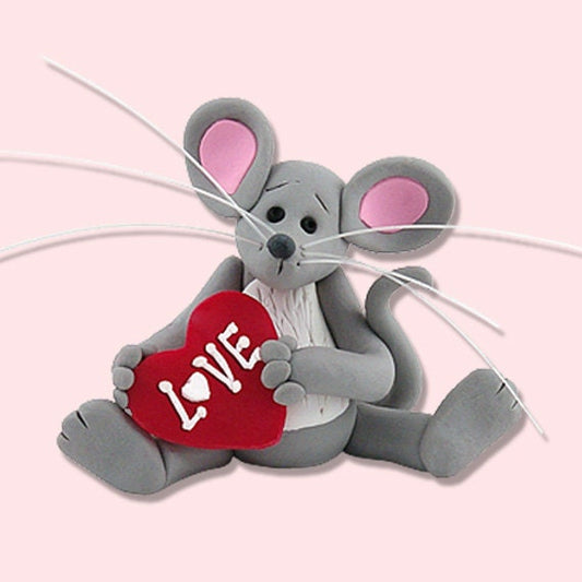 VALENTINE BABY MOUSE Figurine Handmade Polymer Clay