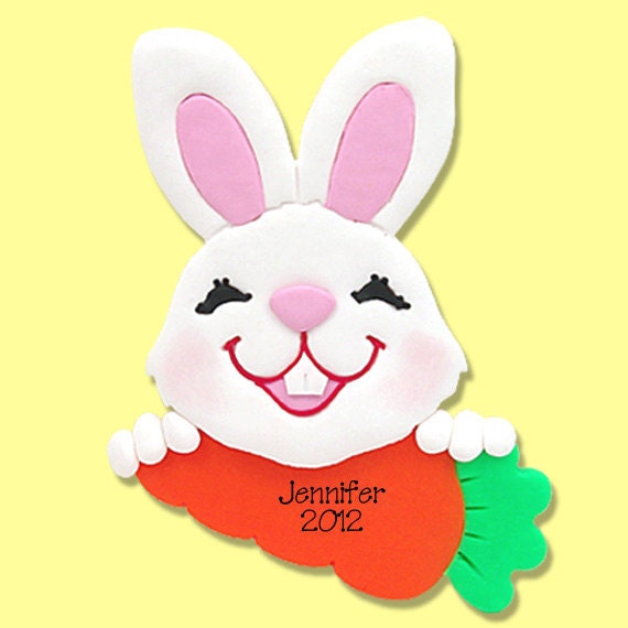 Personalized EASTER BUNNY Ornament Handmade Polymer Clay -1