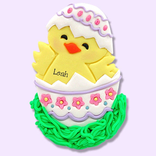 Personalized EASTER CHICK in Egg Ornament Handmade Polymer Clay