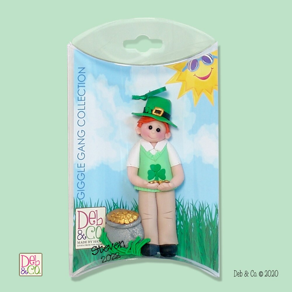 ST PATRICK'S DAY Irish Boy Handmade Polymer Clay Personalized Christmas Ornament