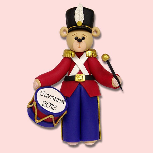 Belly Bear Drummer Boy HANDMADE POLYMER CLAY Personalized Christmas Ornament