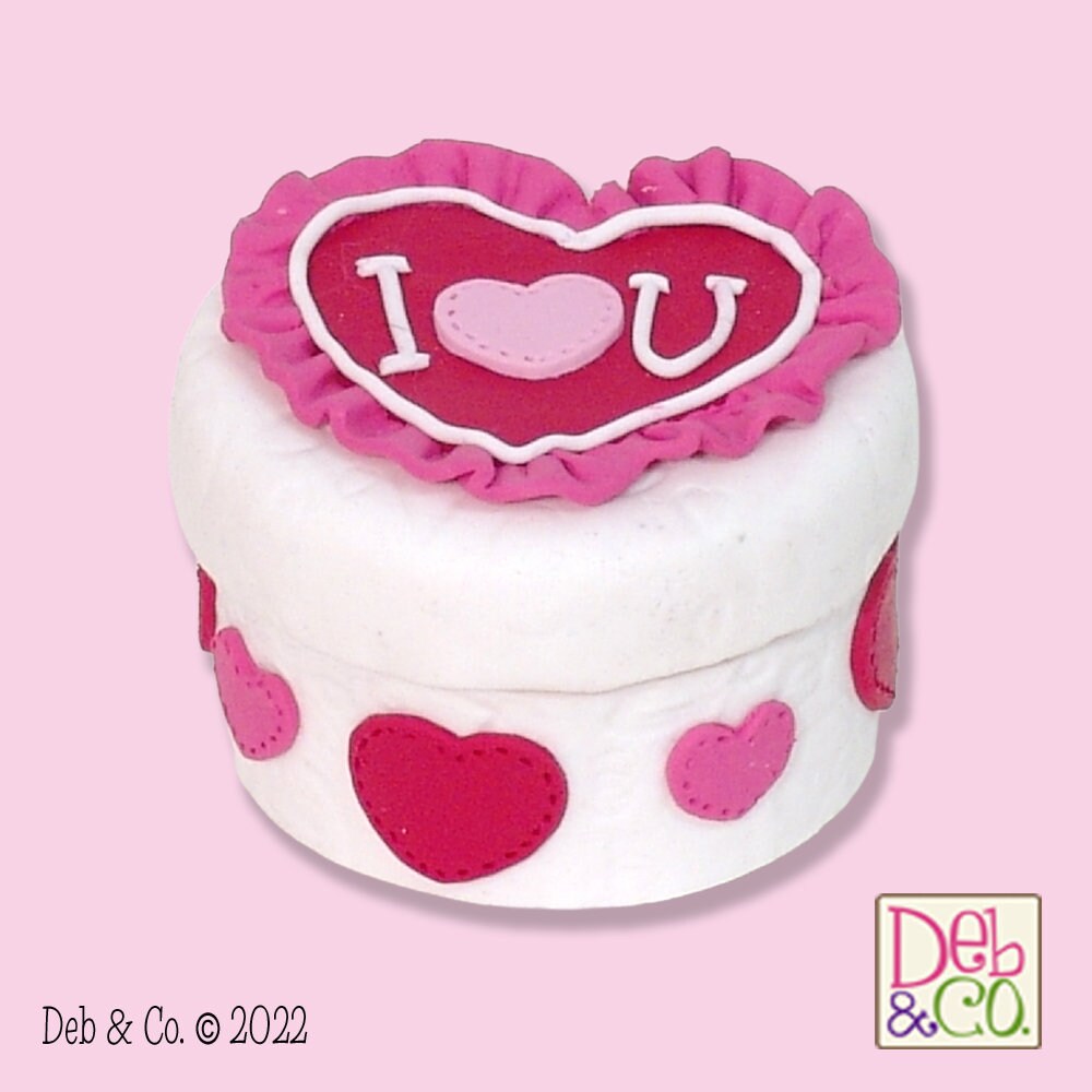 Valentine Round Ring Box / Trinket Box Handmade Polymer Clay
