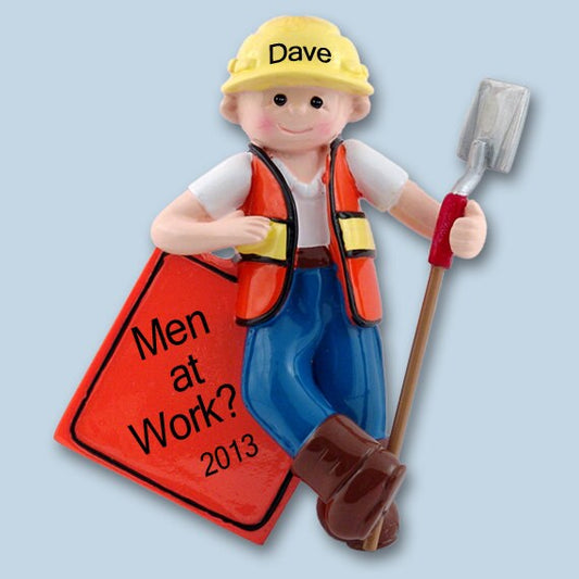 Personalized Christmas Ornaments - Road CONSTRUCTION WORKER Personalized Ornament - Road Worker Personalized Christmas Ornament