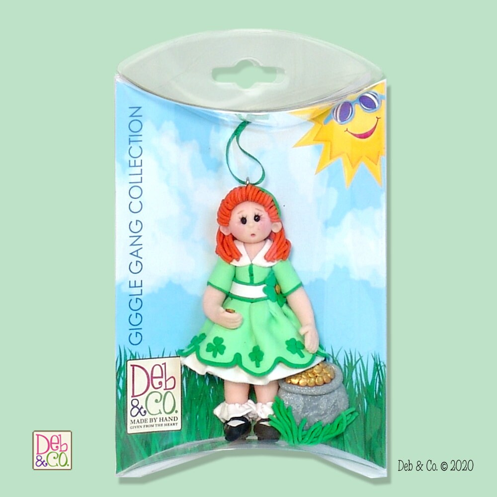 ST PATRICK'S DAY Irish Girl Handmade Polymer Clay Personalized Christmas Ornament