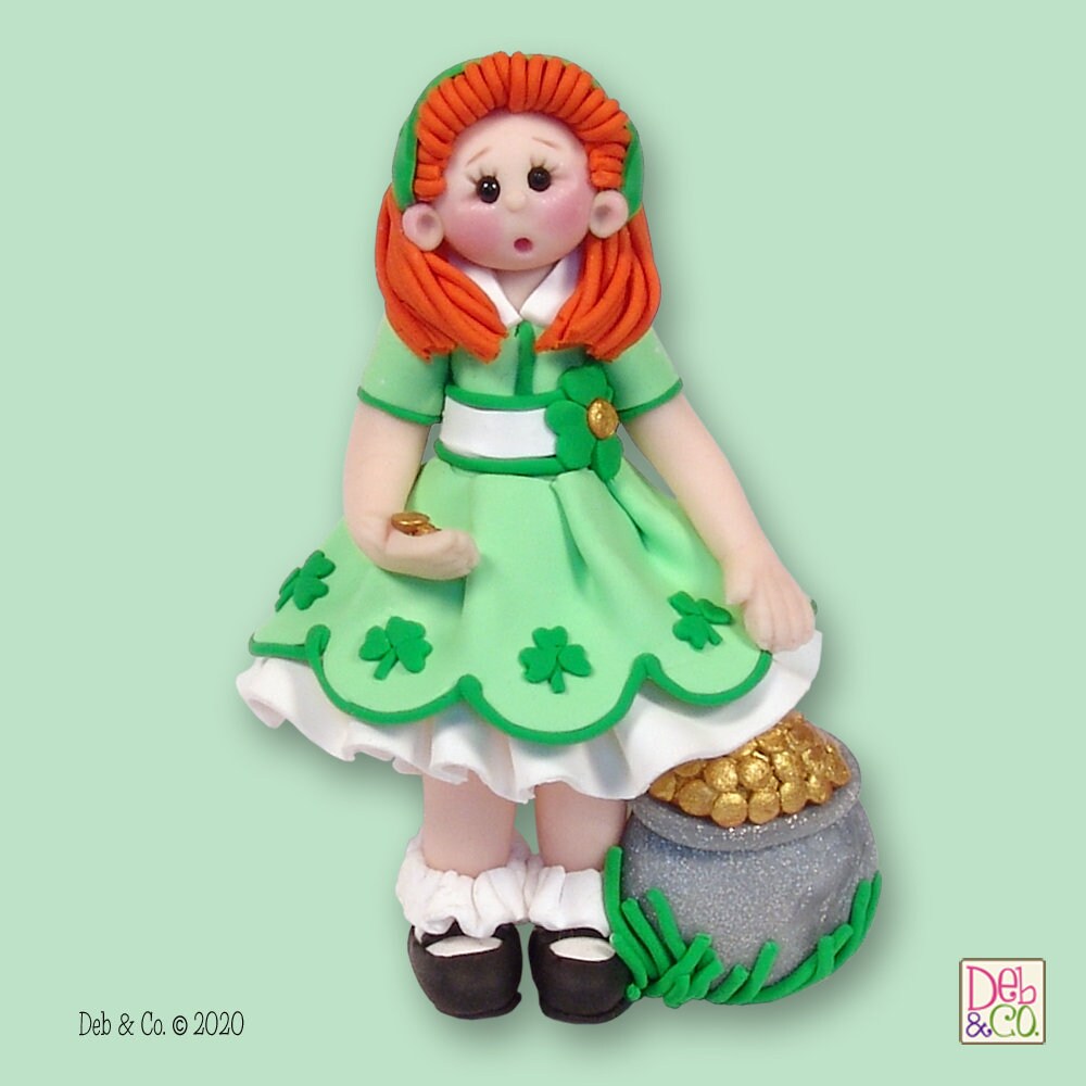 ST PATRICK'S DAY Irish Girl Handmade Polymer Clay Personalized Christmas Ornament