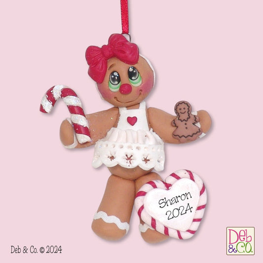 Gingerbread Girl HANDMADE POLYMER CLAY Christmas Ornament