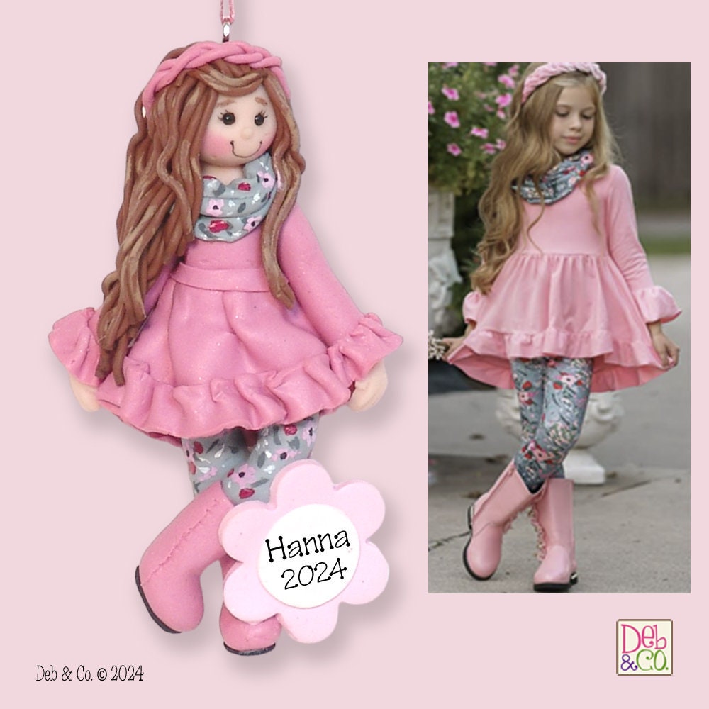 Custom Little Girl ornament from photograph HANDMADE POLYMER CLAY Ornament - Personalized Christmas Ornament in Custom Gift Box