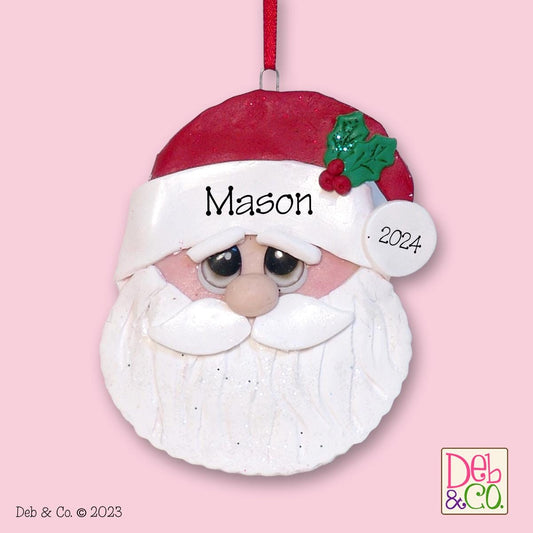 Santa Face HANDMADE POLYMER CLAY Personalized Christmas Ornament