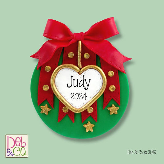 Red & White Christmas Ball / 1st Christmas  HANDMADE POLYMER CLAY Personalized Christmas Ornament