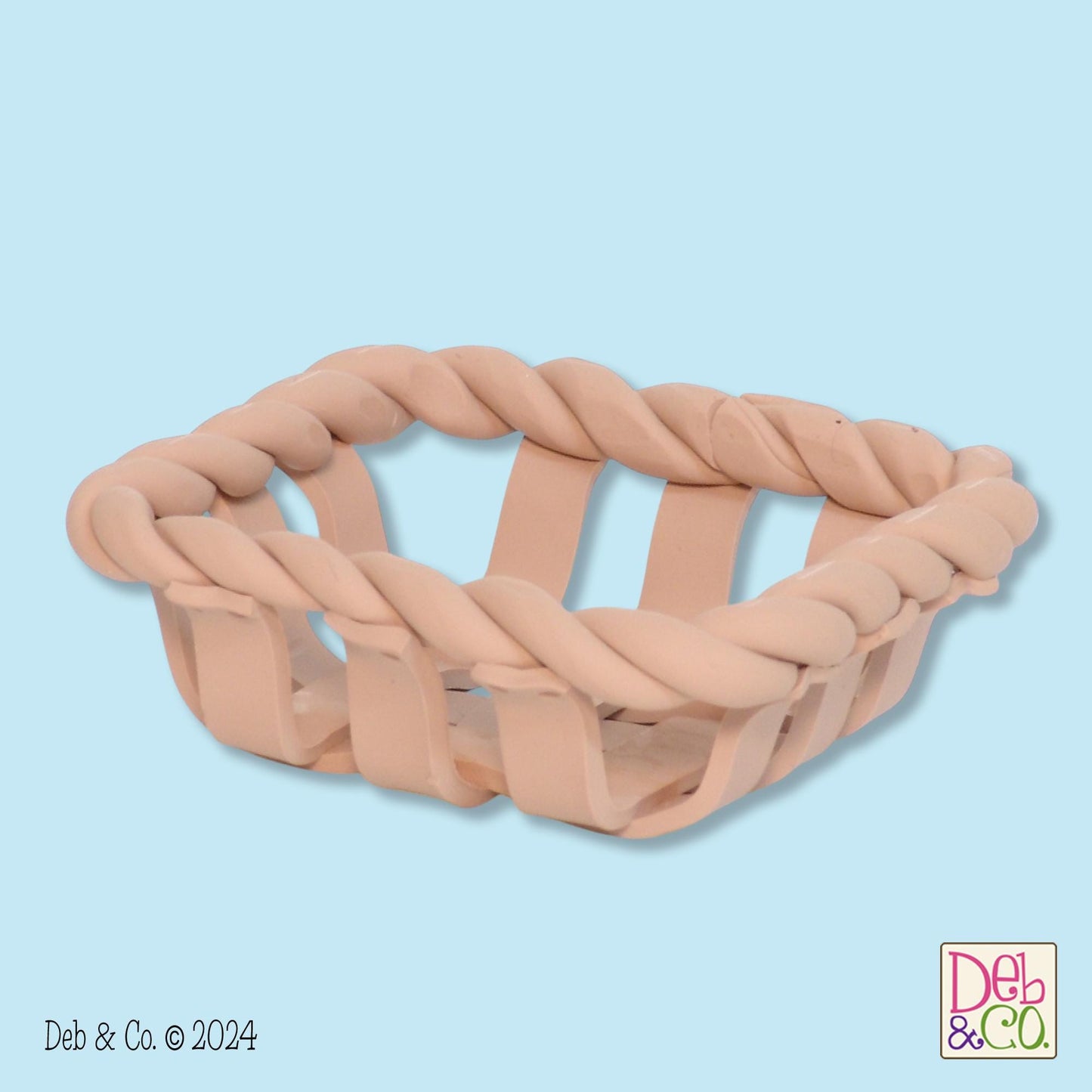 Square Bread Basket HANDMADE POLYMER CLAY with Red Gingham Fabric