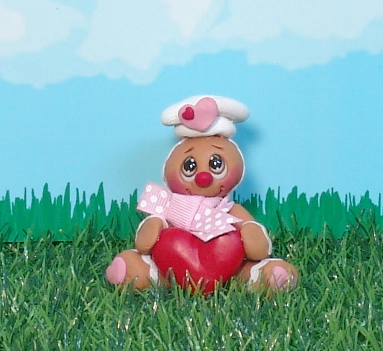 Gingerbread Clay Figure HANDMADE POLYMER CLAY Valentine Figurine Tiered Tray Decor