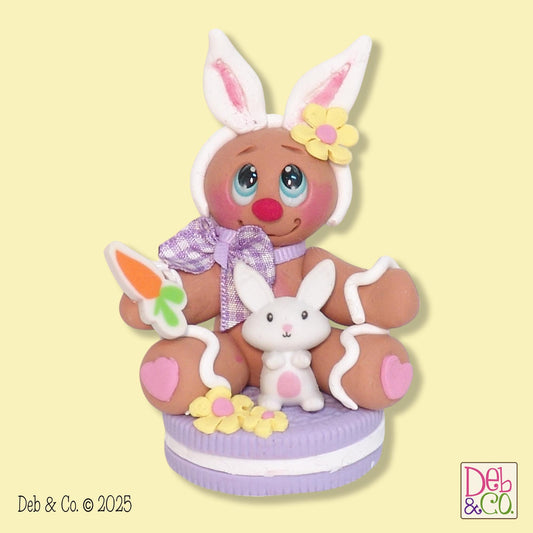 Easter Gingerbread Clay Figure On Lavender Cookie HANDMADE POLYMER CLAY Tiered Tray Decor