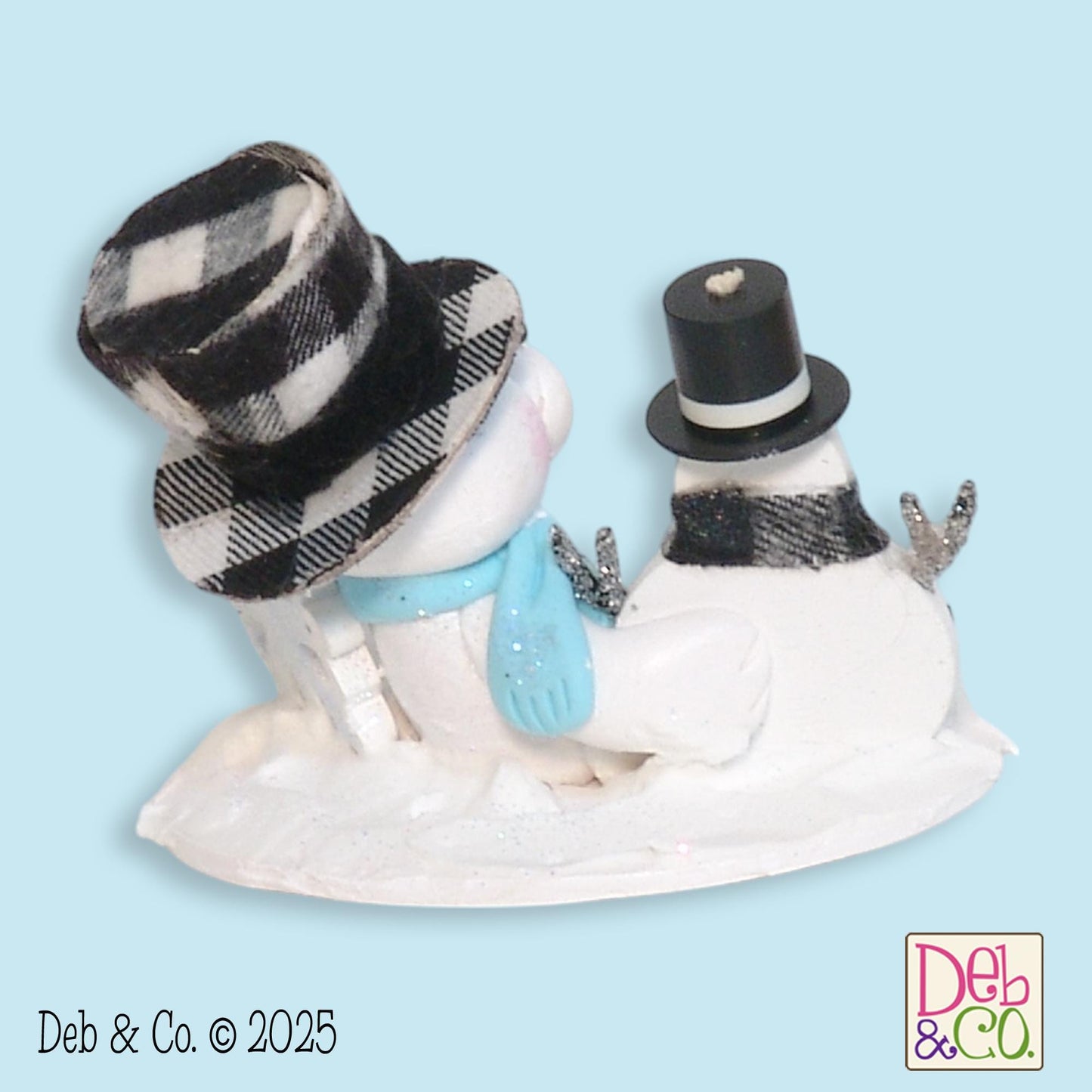 Polar Bear with Wooden Snowman Figurine - Personalized Ornament Tiered Tray Decor