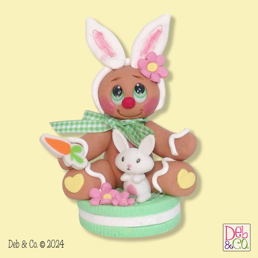 Easter Gingerbread Clay Figure On Green Cookie HANDMADE POLYMER CLAY Tiered Tray Decor