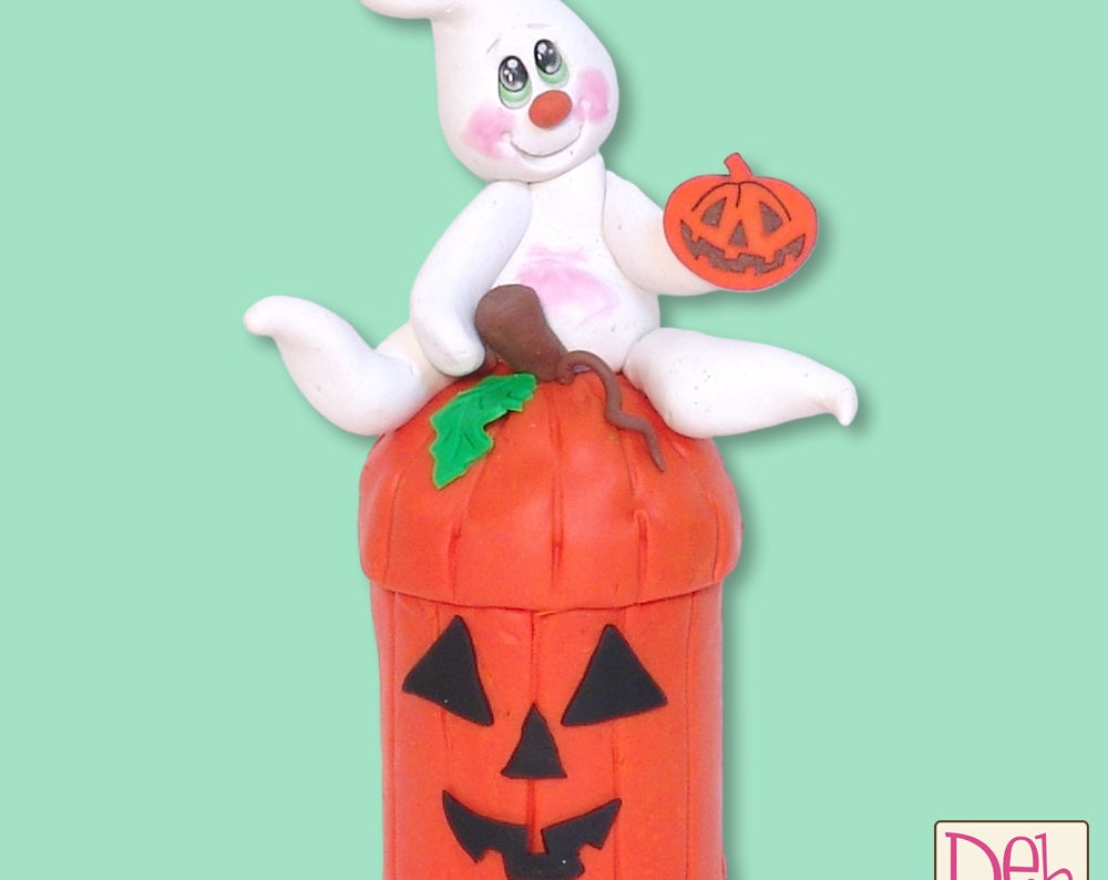 Jack-O-Lantern Jar with Boo Ghost on Top