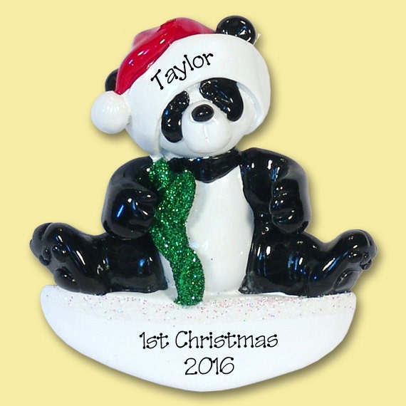 Personalized 1st Christmas Ornament Panda Bear Child's Christmas - First Christmas OrnamentOrnament