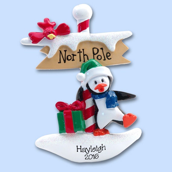 Petey Penguin at the NORTH POLE Hand Painted RESIN