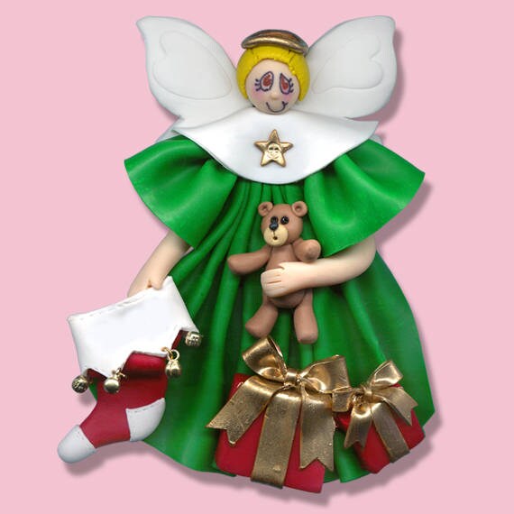 Personalized Boy Angel Ornament, Angel Ornament, Male Angel with Blonde Hair,Handmade Polymer Clay Personalized Christmas Ornament -ON SALE!