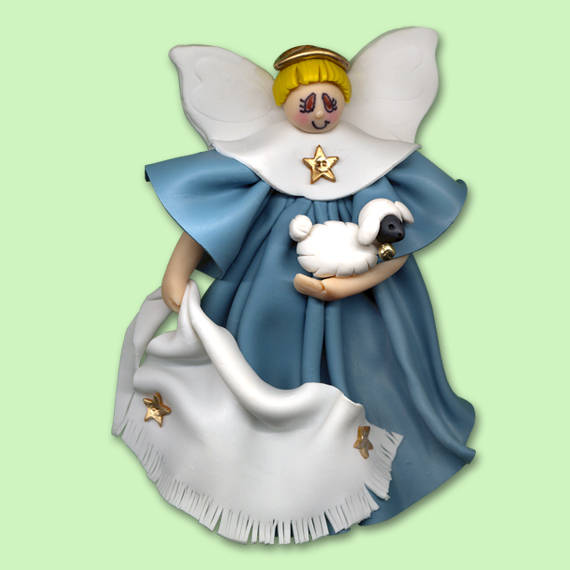 Male Angel with Blonde Hair - Handmade Polymer Clay Personalized Christmas Ornament - ON SALE!
