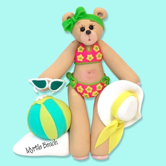 Personalized Christmas Ornaments - Personalized Sunbathing Girl - Handmade Polymer Clay Ornament - - Beach Ornaments