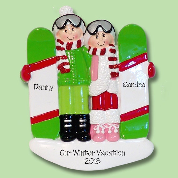 Personalized Couples Ornament, Snowboard Couple Ornament, Personalized Snowboard Ornament, Snowboard Ornament, Personalized Ornaments