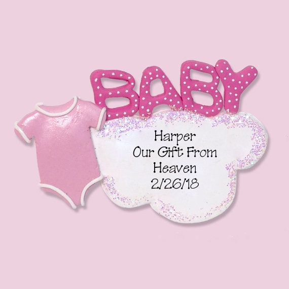 Baby's First Christmas Ornament, Onesie Baby ornament for GIRL, Personalized Ornaments, Handmade Polymer Clay, Baby Ornament, Baby Gift