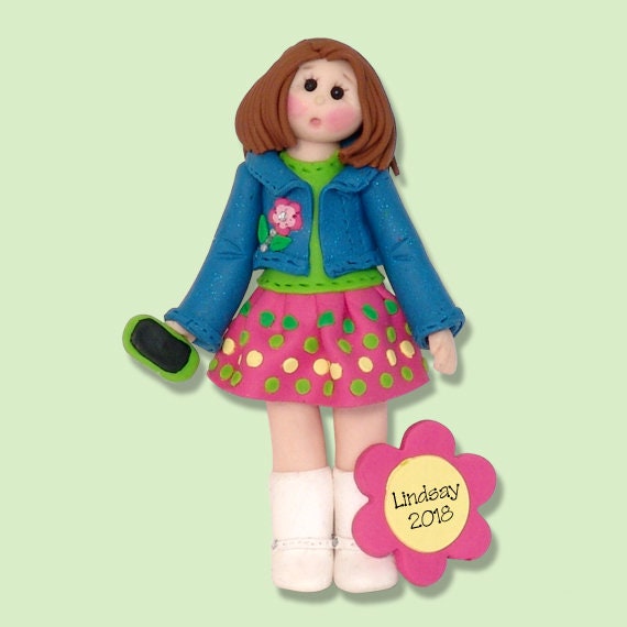 Girl with Cell Phone, Personalized Christmas Ornament, HANDMADE Polymer Clay Ornament, Personalized Ornaments, Custom Ornaments,Teenage Girl