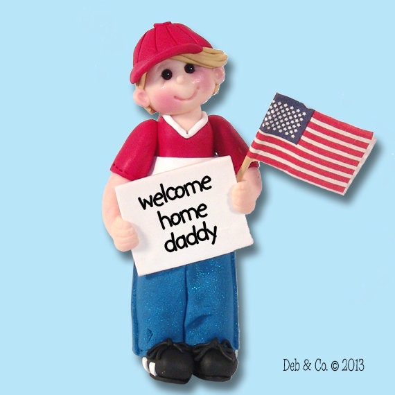 PATRIOTIC, Giggle Gang Little Boy, HANDMADE Polymer Clay, Personalized Patriotic Christmas Ornament in Custom Gift Box