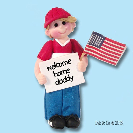 PATRIOTIC, Giggle Gang Little Boy, HANDMADE Polymer Clay, Personalized Patriotic Christmas Ornament in Custom Gift Box