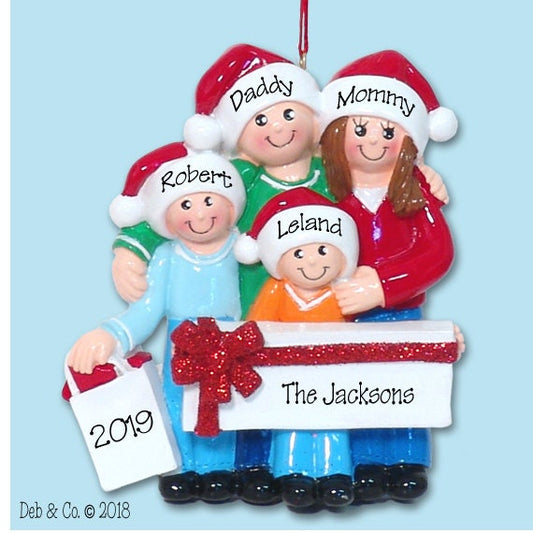 Shopping Family of 4 Personalized Family Ornament HANDMADE Polymer Clay