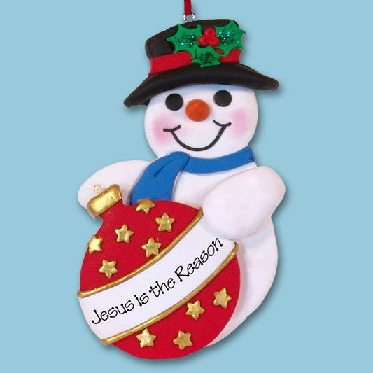 Jesus is the Reason Snowman Handmade Polymer Clay Ornament - Personalized Christmas Ornament - Limited Edition