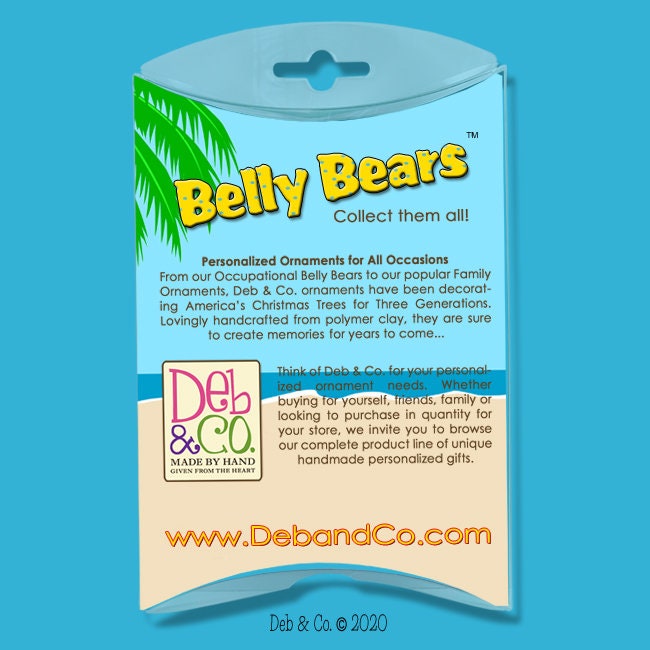 Personalized Christmas Ornaments - Personalized SUNBATHER Bear Ornament - Handmade Polymer Clay Ornament in Custom Gift Box