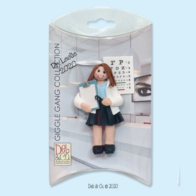 BLONDE HAIR Male OPTOMETRIST Eye Doctor Personalized Christmas Ornament - Handmade Polymer Clay in Custom Gift Box