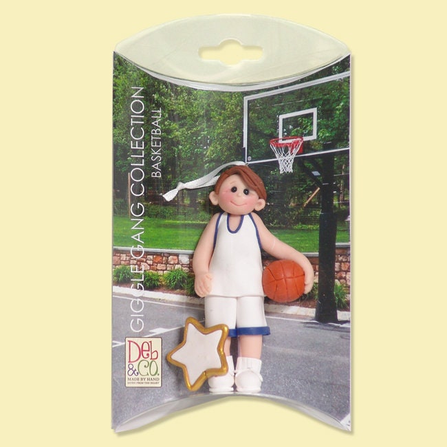 Personalized Boy Basketball Ornament, HANDMADE Polymer Clay in Custom Gift Box - Blonde Hair