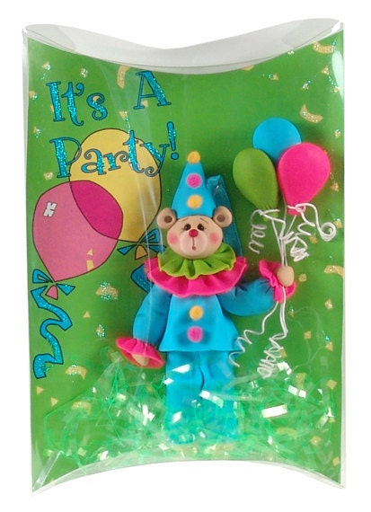 PERSONALIZED BEAR / CLOWN / Birthday / Personalized Ornament - Polymer Clay Ornament