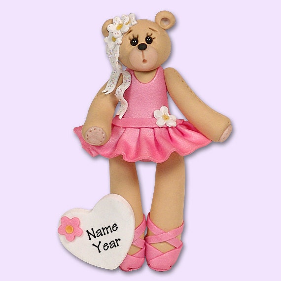 PERSONALIZED BALLERINA Ornament - Belly Bear HANDMADE Polymer Clay Ornaments - Ballet Ornament