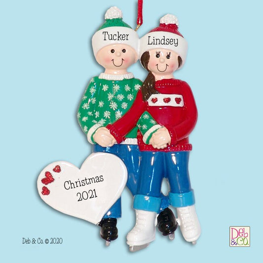Ice Skating Couple Personalized Christmas Ornament- First Christmas