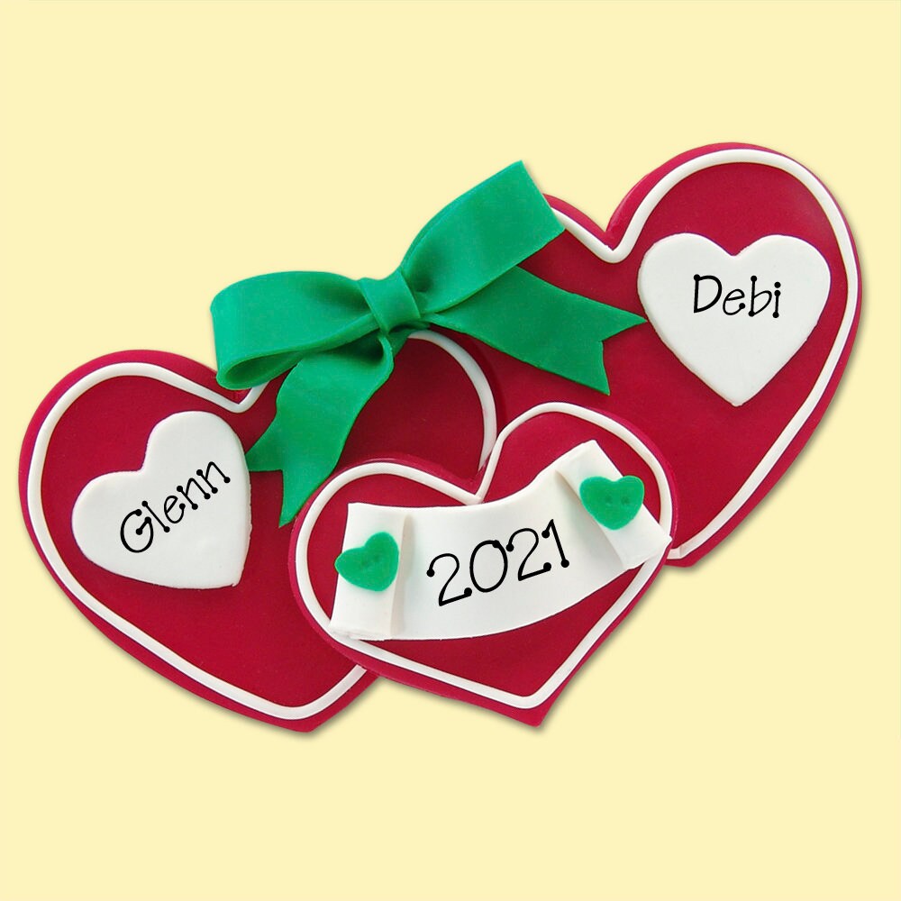 Triple Heart for Friends / Couple/ Twins / 1st Christmas HANDMADE POLYMER CLAY Personalized Christmas Ornament