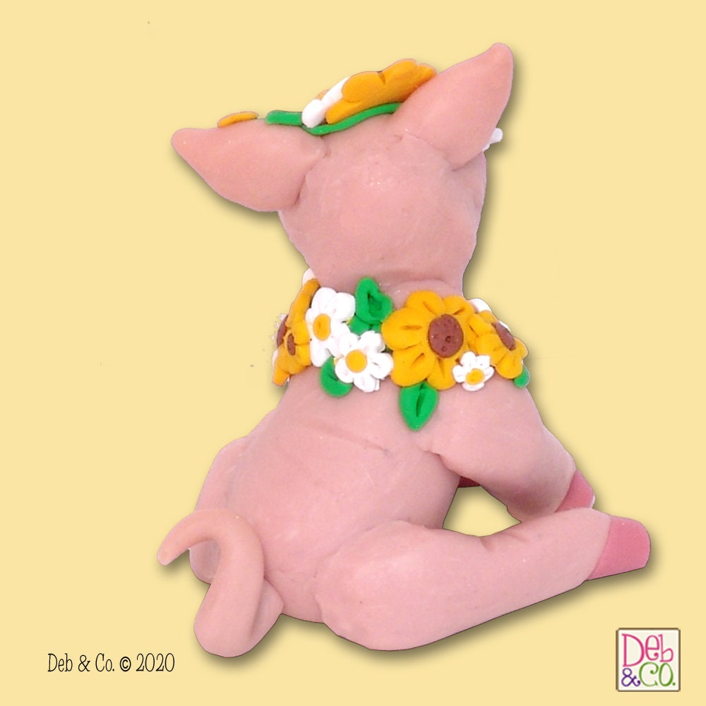 Handmade POLYMER Clay Piggy Figurine in Custom Gift Box - Barnyard Friends