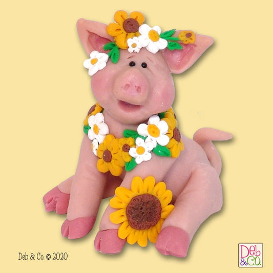Handmade POLYMER Clay Piggy Figurine in Custom Gift Box - Barnyard Friends