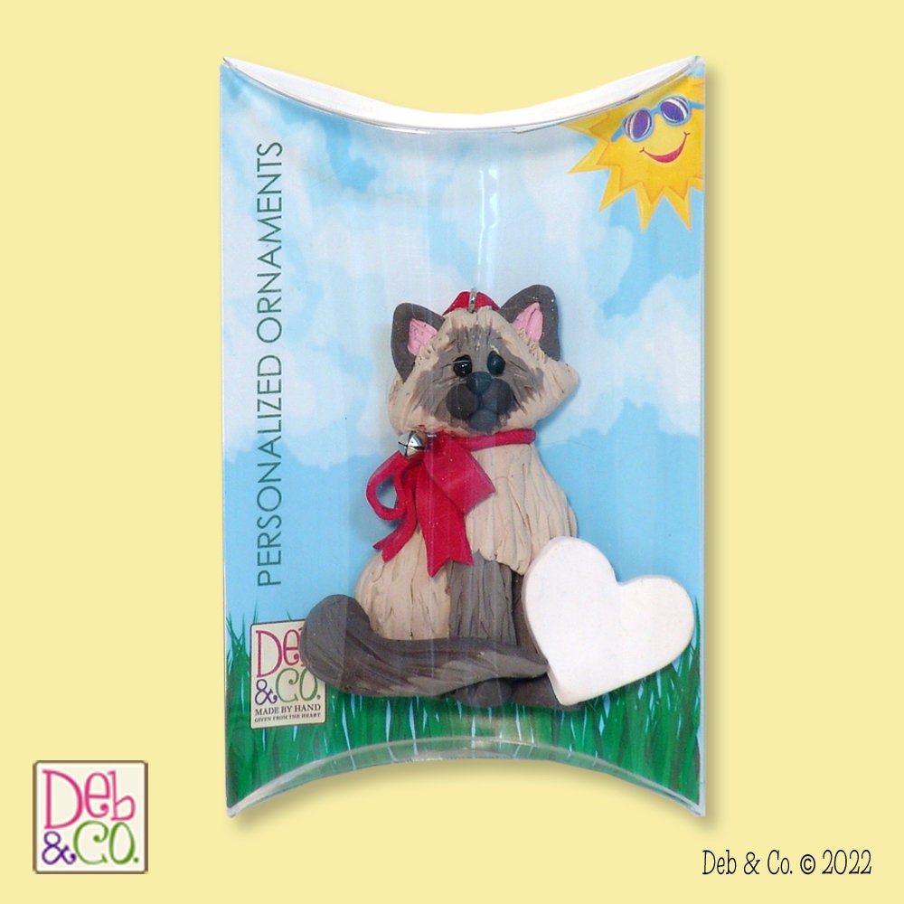 Himalayan / Siamese  KITTY CAT HANDMADE Polymer Clay Personalized Christmas Ornament