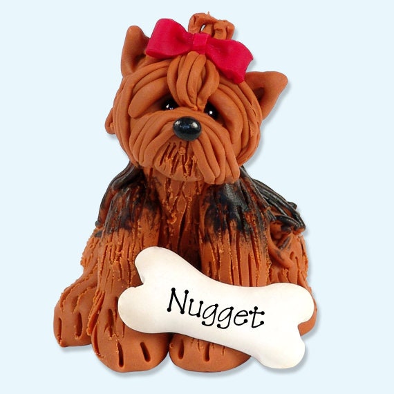 Pug / Dog / Puppy / with Plaque "I Chews You" Handmade Polymer Clay Personalized Christmas Ornament - 2 Piece Set - Choose your breed