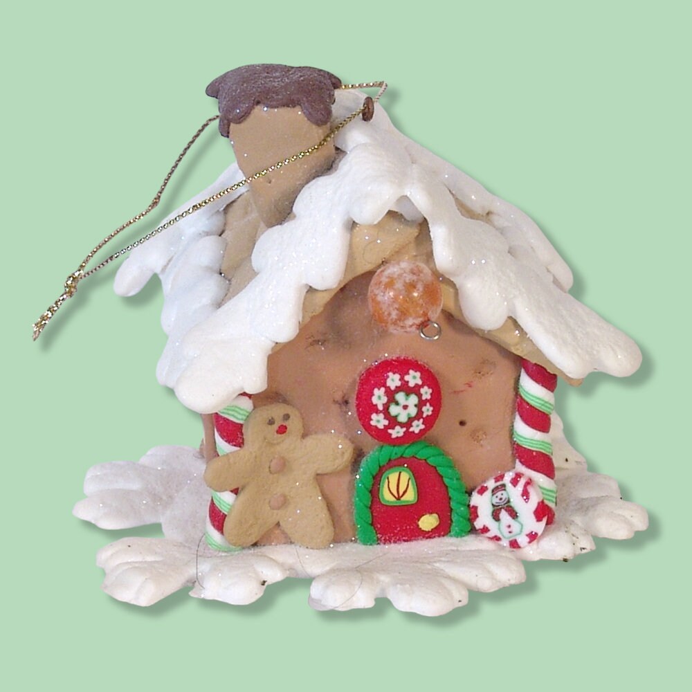 Gingerbread House HANDMADE POLYMER CLAY Christmas Ornament