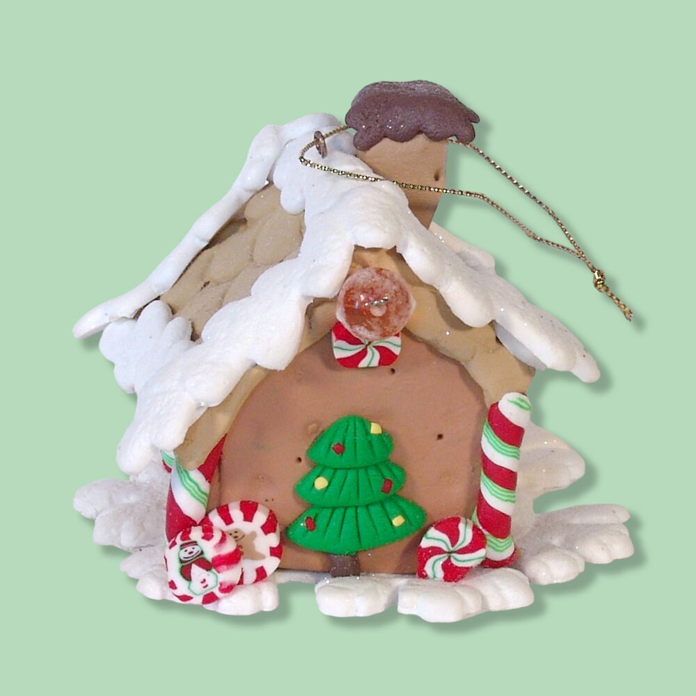 Gingerbread House HANDMADE POLYMER CLAY Christmas Ornament
